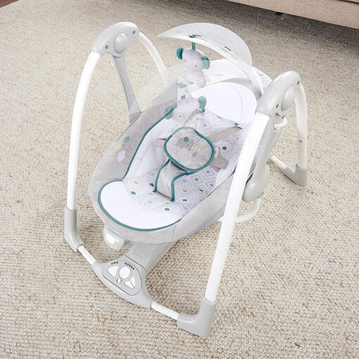 Automatic Rocker Swing for Baby 2-In-1 Compact Portable Baby Swing Rocker Electric Rocking Chair with Detachable Toy & Nature Music - Ingenuity