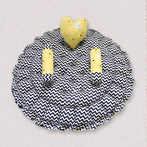 StarAndDaisy Round Baby Tub Bed With 5 Baby Pillow Luxury Baby Mattress Bed Sleeper Bedding Set Co-Sleeper, Rich Cotton Fabric with R-Filled Ultra-Soft Comfortable for Newborn to Toddlers (Yellow & Black) - Image 2