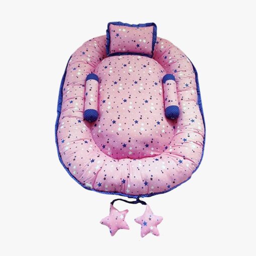 StarAndDaisy Baby Nest Bed with 3 Baby Pillow Luxury Baby Mattress Bed Sleeper Bedding Set co-Sleeper, Safe Cotton Fabric with R-Filled Ultra-Soft Comfortable for Newborn to Toddlers (Pink & Blue) - Image 3