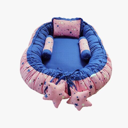 StarAndDaisy Baby Nest Bed with 3 Baby Pillow Luxury Baby Mattress Bed Sleeper Bedding Set co-Sleeper, Safe Cotton Fabric with R-Filled Ultra-Soft Comfortable for Newborn to Toddlers (Pink & Blue) - Image 4