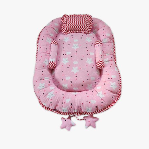 StarAndDaisy Baby Nest Bed with 3 Baby Pillow Luxury Baby Mattress Bed Sleeper Bedding Set co-Sleeper, Safe Cotton Fabric with R-Filled Ultra-Soft Comfortable for Newborn to Toddlers (Pink) - Image 3