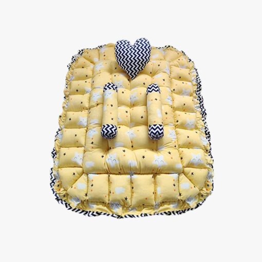 StarAndDaisy Rectangle Baby Tub Bed With 5 Baby Pillows -  Infants Sleeping Bedding Set for Newborn to Toddlers - Yellow & Black - Image 4