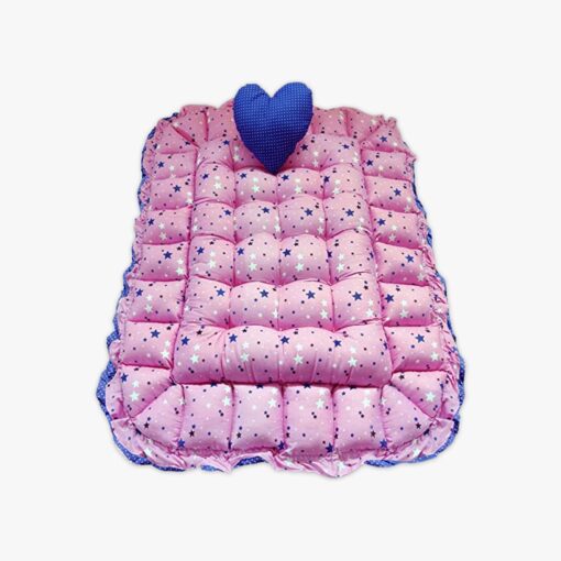 StarAndDaisy Rectangle Baby Tub Bed With 5 Baby Pillow Luxury Baby Mattress Bed Sleeper Bedding Set Co-Sleeper, Rich Cotton Fabric with R-Filled Ultra-Soft Comfortable for Newborn to Toddlers (Pink & Blue) - Image 2