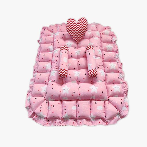 StarAndDaisy Rectangle Baby Tub Bed With 5 Baby Pillows with Ultra Soft Comfortable Bedding Set for Newborn to Toddlers - Pink - Image 4