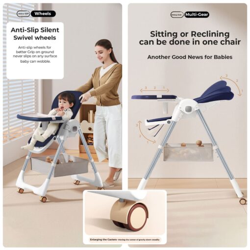StarAndDaisy Galaxy Star High Chair for Baby with Detachable Dining Tray, Height Adjustment for For 6 months to 4 years Toddlers & Kids (Blue) - Image 7
