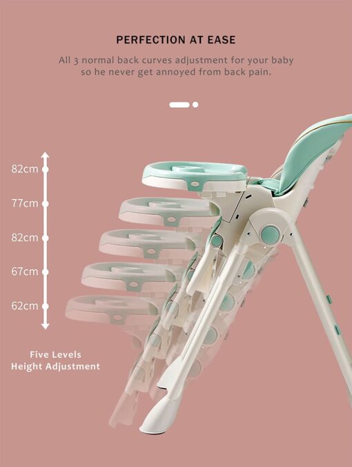 StarAndDaisy Let's Eat Multifunction Baby High Chair, Foldable Feeding Chair, Strong Dining Chair For Baby With Height Adjustment For 6 months to 4 years old (Blue) - Image 5