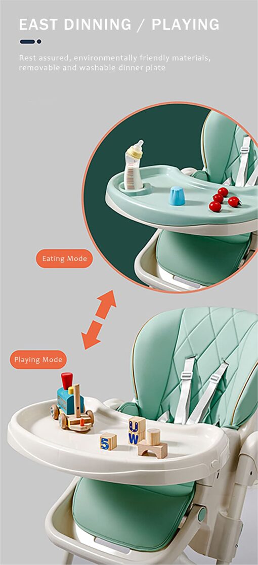 StarAndDaisy Let's Eat Multifunction Baby High Chair, Foldable Feeding Chair, Strong Dining Chair For Baby With Height Adjustment For 6 months to 4 years old (Blue) - Image 9