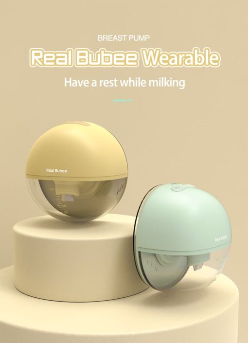 Real Bubee Wearable Electrical Breast Pump 9 Levels Hands Free Breast Pump with Memory Function Free Milk Bags (Green) - Image 2