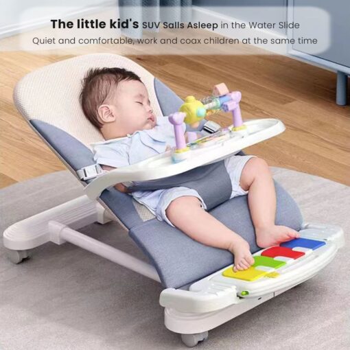 newborn sleeping in bouncer chair