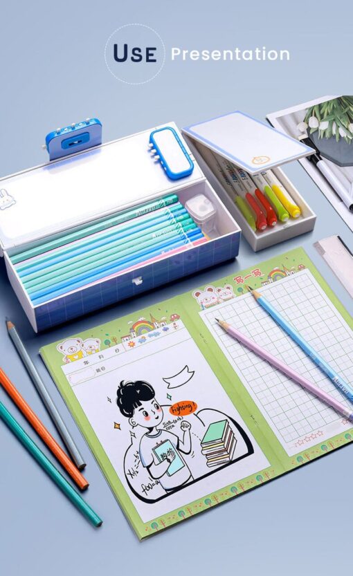 School Kids Pencil Box Stationary Set with Different compartments for Storage of Kids Essentials (Treasure Box Multicolor) - Image 13