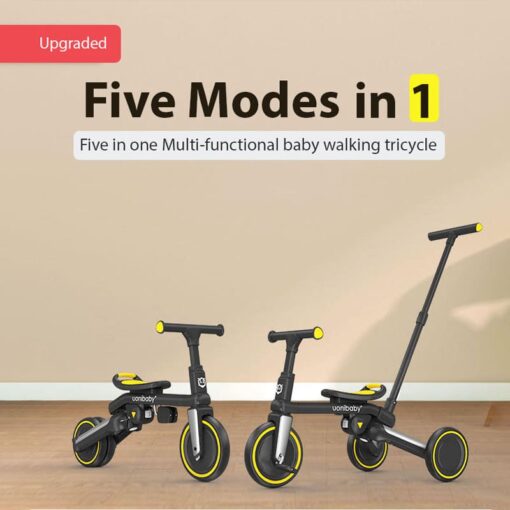 5 in 1 Tricycle for Kids with Parent Handle &  Convertible Feature Luxury Design - Uonibaby, White - Image 3