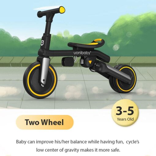 5 in 1 Tricycle for Kids with Parent Handle &  Convertible Feature Luxury Design - Uonibaby, White - Image 7