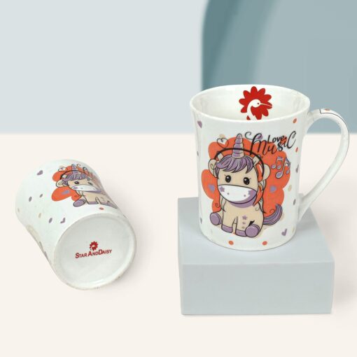 StarAndDaisy Unicorn Coffee Mugs -  Ceramic Bone China Tea Coffee Milk Cups  Microwave and Dishwasher Safe Set of 2, SND-MM-24 - Image 3