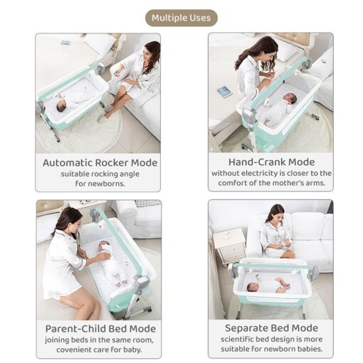 [Refurbished] StarAndDaisy Automatic Baby Cradle Swing Cot for Baby/Infants with Remote Control, Baby Bedside Cradle Crib, Bluetooth and Music (Green | EC01) - Image 4