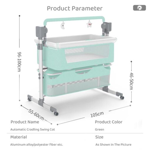 [Refurbished] StarAndDaisy Automatic Baby Cradle Swing Cot for Baby/Infants with Remote Control, Baby Bedside Cradle Crib, Bluetooth and Music (Green | EC01) - Image 9