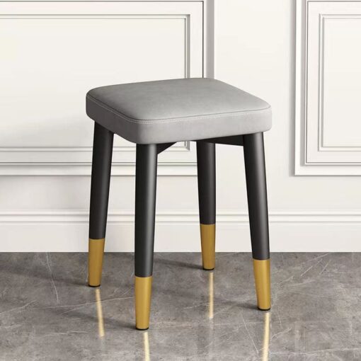 SND Homes Light Luxury Dining Chair, Stackable Simple Modern Dining Table and Stool, Black Gold Leg Leather Stool, Suitable for Dining Room and Bedroom (Black Gold Legs Tech Cloth Light Grey)