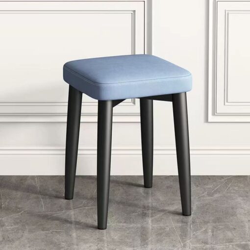 SND Homes Light Luxury Dining Chair, Stackable Simple Modern Dining Table and Stool, Black Gold Leg Leather Stool, Suitable for Dining Room and Bedroom (Black Legs Technology Cloth - Blue)