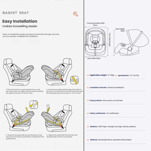 Baby CarryCot cum Baby Car Seat