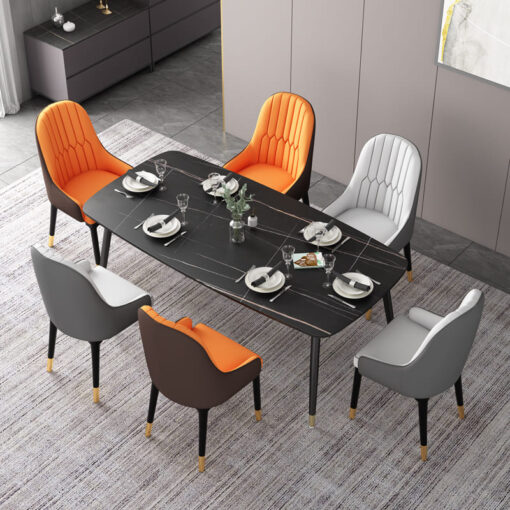 SND Homes Chair for Dining Room, Dining Room Table, Modern Dining Chair with Arms, Washable Pu Cushion Seat Back for Living Room, Upholstered Armchair Bedroom Kitchen Waiting Room (Orange & Brown) - Image 3