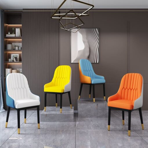 SND Homes Chair for Dining Room, Dining Room Table, Modern Dining Chair with Arms, Washable Pu Cushion Seat Back for Living Room, Upholstered Armchair Bedroom Kitchen Waiting Room (Orange & Brown) - Image 4