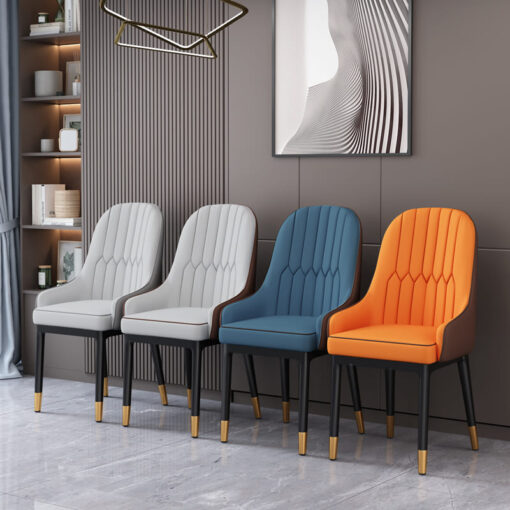 SND Homes Chair for Dining Room, Dining Room Table, Modern Dining Chair with Arms, Washable Pu Cushion Seat Back for Living Room, Upholstered Armchair Bedroom Kitchen Waiting Room (Orange & Brown) - Image 6