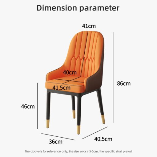 SND Homes Chair for Dining Room, Dining Room Table, Modern Dining Chair with Arms, Washable Pu Cushion Seat Back for Living Room, Upholstered Armchair Bedroom Kitchen Waiting Room (Orange & Brown) - Image 9