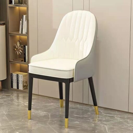 SND Homes Chair for Dining Room, Dining Room Table, Modern Dining Chair with Arms, Washable Pu Cushion Seat Back for Living Room, Upholstered Armchair Bedroom Kitchen Waiting Room (White Ash)