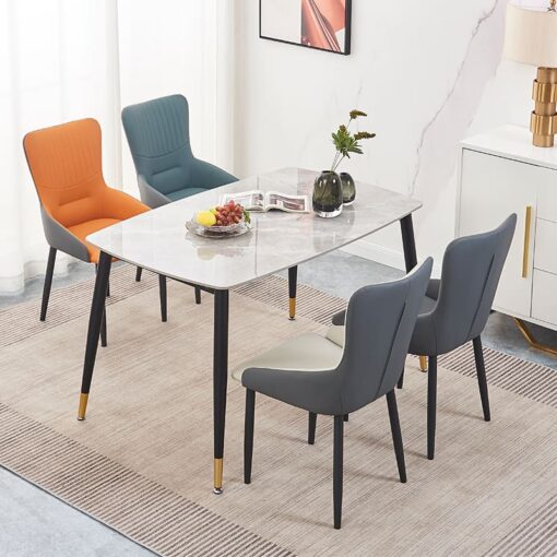 SND Homes Chair for Dining Room, Dining Room Table, Modern Dining Chair with Arms, Washable Pu Cushion Seat Back for Living Room, Upholstered Armchair Bedroom Kitchen Waiting Room (Orange) - Image 4