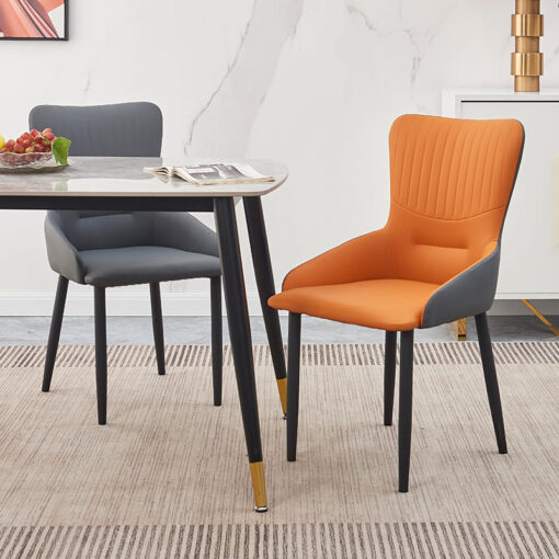 SND Homes Chair for Dining Room, Dining Room Table, Modern Dining Chair with Arms, Washable Pu Cushion Seat Back for Living Room, Upholstered Armchair Bedroom Kitchen Waiting Room (Orange) - Image 9
