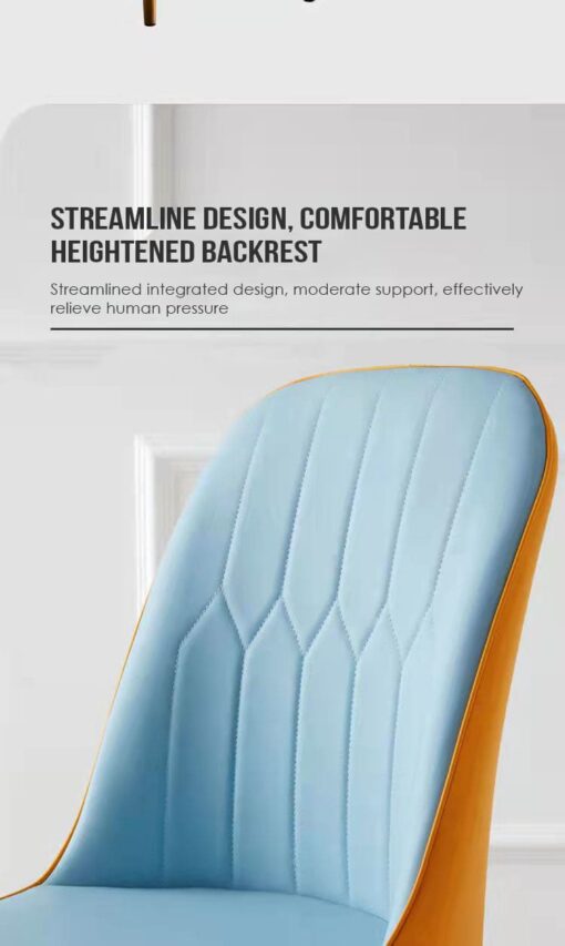 SND Homes Dining Chair Nordic Simple Modern Living Room Chair Fashion Light Luxury Metal Dressing Stool Sponge Balcony Leisure Furniture (Orange & Grey) - Image 11