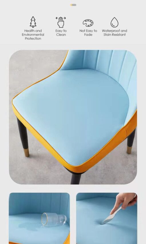 SND Homes Dining Chair Nordic Simple Modern Living Room Chair Fashion Light Luxury Metal Dressing Stool Sponge Balcony Leisure Furniture (Orange & Grey) - Image 14