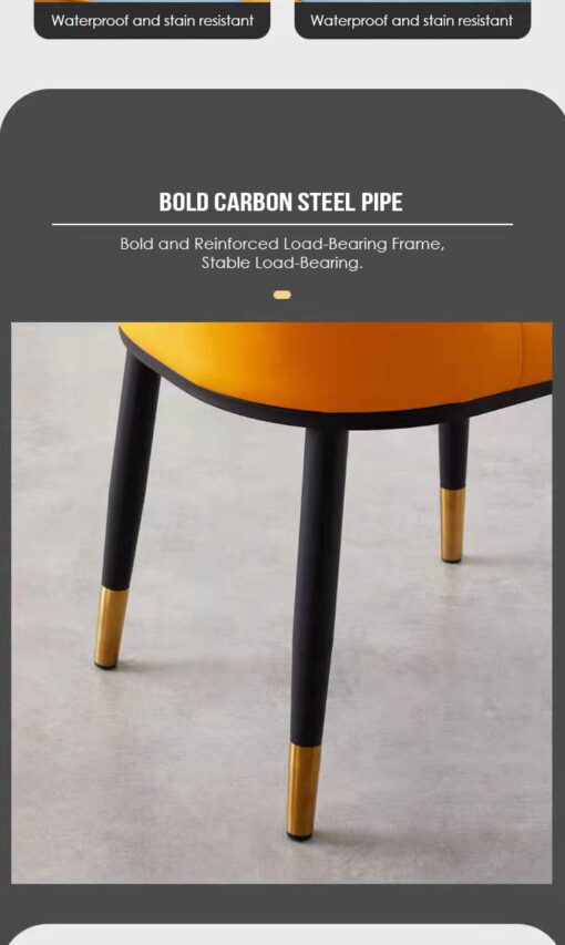 SND Homes Dining Chair Nordic Simple Modern Living Room Chair Fashion Light Luxury Metal Dressing Stool Sponge Balcony Leisure Furniture (Orange & Grey) - Image 15