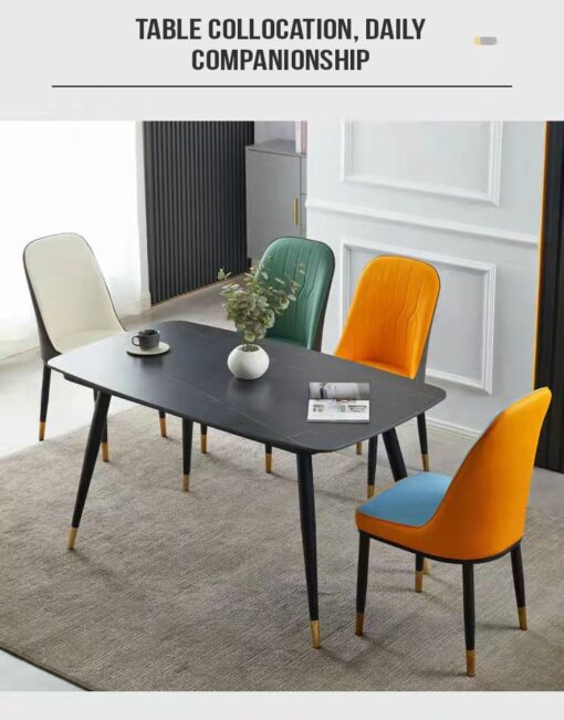 SND Homes Dining Chair Nordic Simple Modern Living Room Chair Fashion Light Luxury Metal Dressing Stool Sponge Balcony Leisure Furniture (Orange & Grey) - Image 18