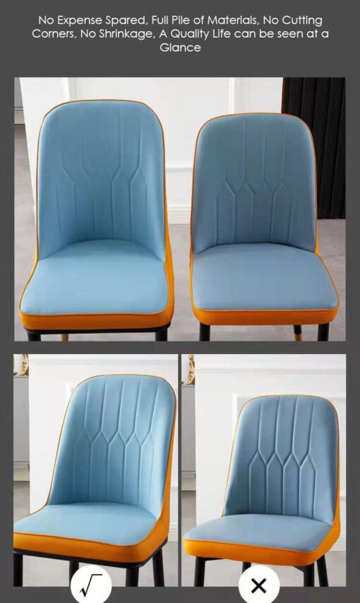 SND Homes Dining Chair Nordic Simple Modern Living Room Chair Fashion Light Luxury Metal Dressing Stool Sponge Balcony Leisure Furniture (Orange & Grey) - Image 4