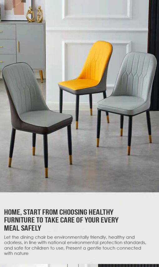 SND Homes Dining Chair Nordic Simple Modern Living Room Chair Fashion Light Luxury Metal Dressing Stool Sponge Balcony Leisure Furniture (Orange & Grey) - Image 7
