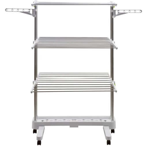 SND Home 3-Tier Collapsible Clothes Drying Rack with Casters, Stainless Steel Hanging Rods, Indoor & Outdoor Use - Image 7