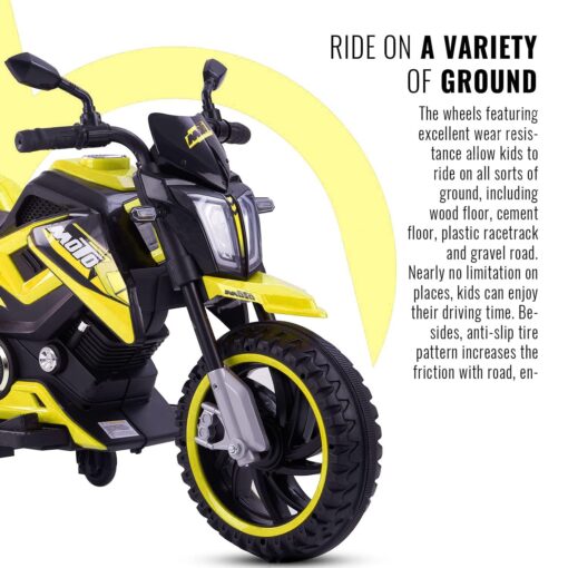 Moto Sports Electric X-Trail Bike 12v Rechargeable Battery Operated Motorcycle Ride on Bike-Ride on Kids- Kids to Drive Toy Bike Suitable for for Boys, Girls Age for 3-7 Years (Yellow | LFB-BDQ8100) - Image 3