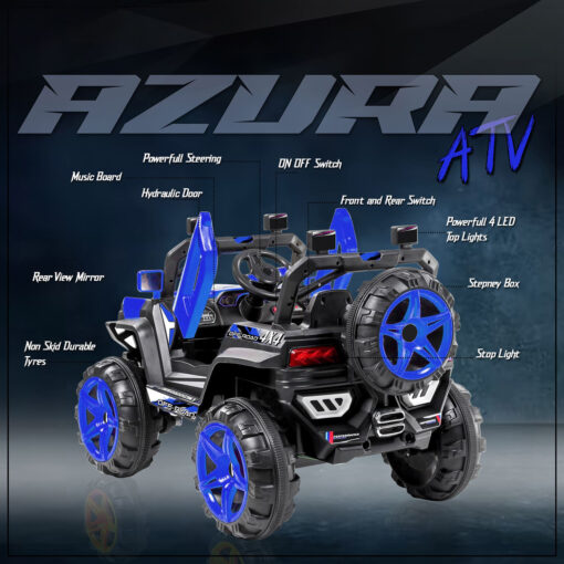 Rechargeable Battery Operated Jeep for Kids with Bluetooth & Music - Blue - LFC-JK909 - Image 2