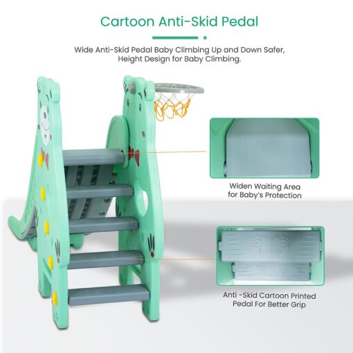  Indoor Outdoor Portable Slides for Kids - Bear Themes Baby's Slider With Basketball Net - StarAndDaisy - Image 5