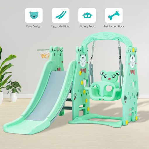 StarAndDaisy 3 in 1 Swing & Slider Combo for Kids, Includes Smooth Slide, Sturdy Swing, Basketball Hoop - Image 2