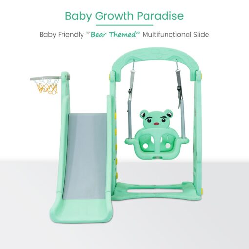 StarAndDaisy 3 in 1 Swing & Slider Combo for Kids, Includes Smooth Slide, Sturdy Swing, Basketball Hoop - Image 5