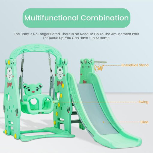 StarAndDaisy 3 in 1 Swing & Slider Combo for Kids, Includes Smooth Slide, Sturdy Swing, Basketball Hoop - Image 6