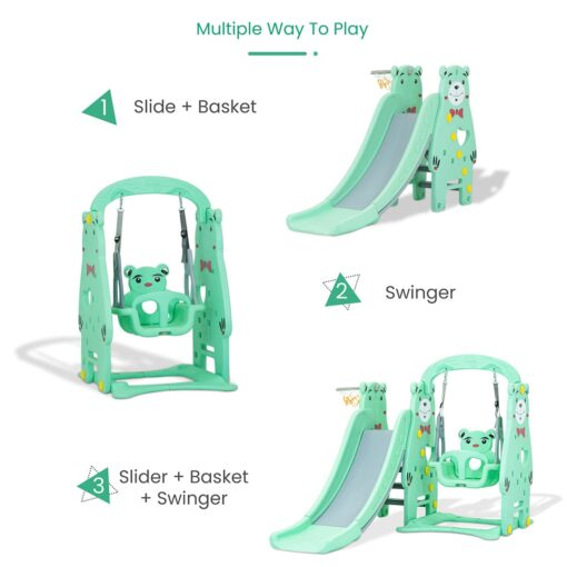 StarAndDaisy 3 in 1 Swing & Slider Combo for Kids, Includes Smooth Slide, Sturdy Swing, Basketball Hoop - Image 9