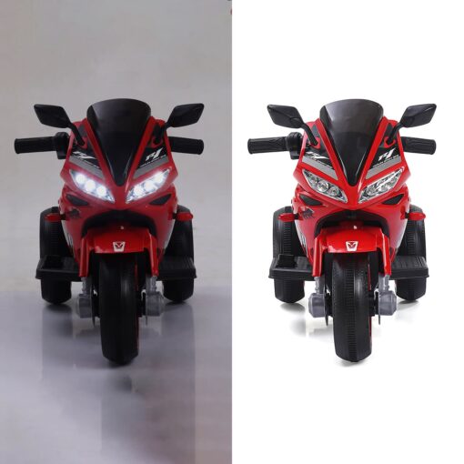 Children 3 Wheels Cool Lights Battery Operated Racing Drive Ride On Motor Bike Car Electric Motorcycle For Kids (Red | LFB-R13M) - Image 2