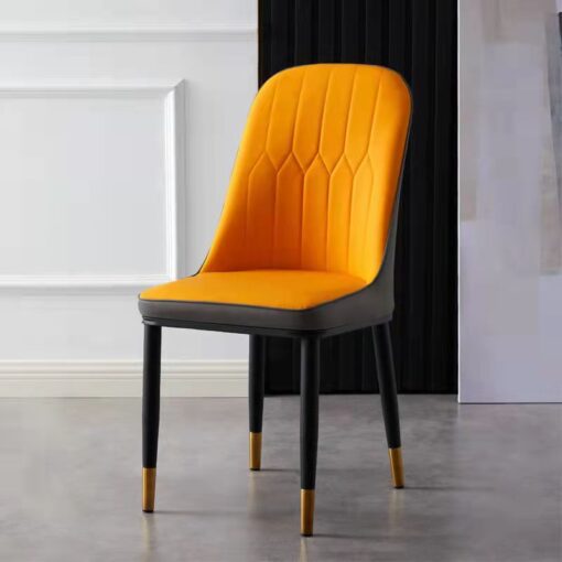 SND Homes Dining Chair Nordic Simple Modern Living Room Chair Fashion Light Luxury Metal Dressing Stool Sponge Balcony Leisure Furniture (Orange & Grey)