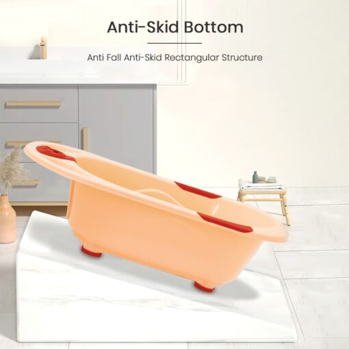 StarAndDaisy Baby Bath Tub with Temperature Sensor and Wheels for New Born Baby Kids of 0 to 3 Years Anti-Slip Kids Bathtub for Baby Shower (Orange) - Image 3