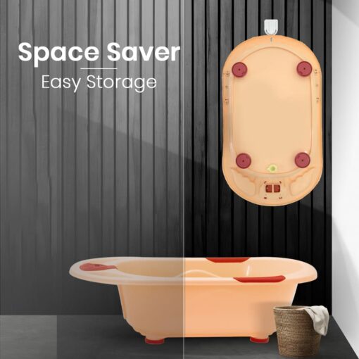 StarAndDaisy Baby Bath Tub with Temperature Sensor and Wheels for New Born Baby Kids of 0 to 3 Years Anti-Slip Kids Bathtub for Baby Shower (Orange) - Image 7