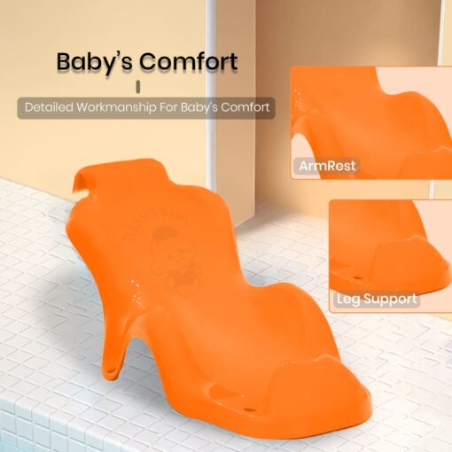 StarAndDaisy Baby Bath Seat - Super Comfortable Baby Bather with Anti-Slip - Bath Tub for 0-9 Months Babies (Orange) - Image 3