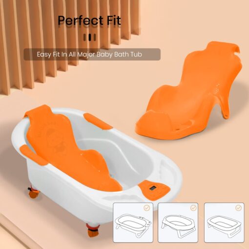 StarAndDaisy Baby Bath Seat - Super Comfortable Baby Bather with Anti-Slip - Bath Tub for 0-9 Months Babies (Orange) - Image 4