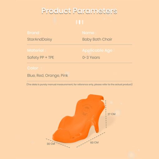 StarAndDaisy Baby Bath Seat - Super Comfortable Baby Bather with Anti-Slip - Bath Tub for 0-9 Months Babies (Orange) - Image 8